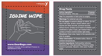 Dosage (Lightningx Iodine Wipe)